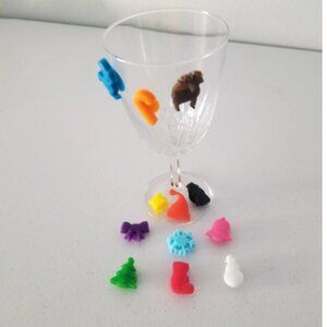 12pcs. Christmas Themed Silicone Wine Marker Barware Glass Charm